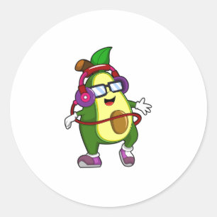 Adesivo Avocado em Música com Fone de Ouvido