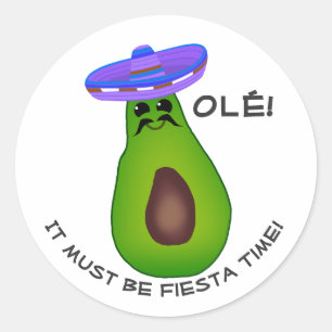Adesivo Avocado Man and Sombrero Classic Round Sticker