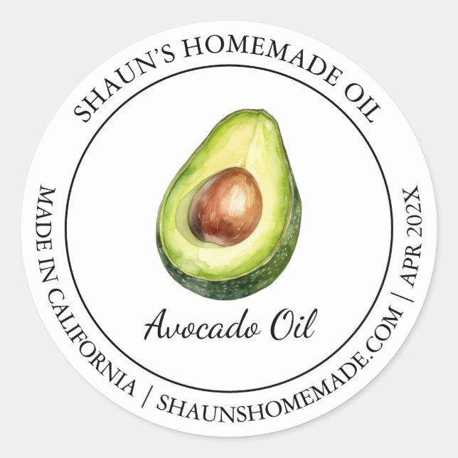 Adesivo Avocado Oil Modern label (Frente)