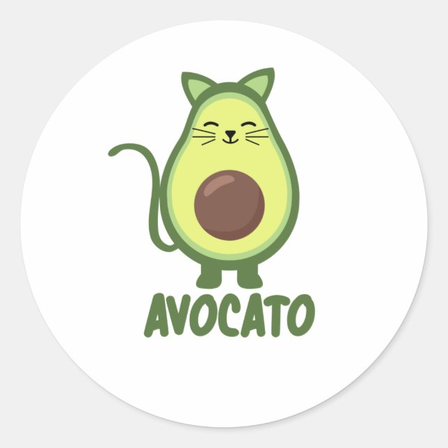 Adesivo Avocato Avocado Cat Engraçada Comida Verde (Frente)
