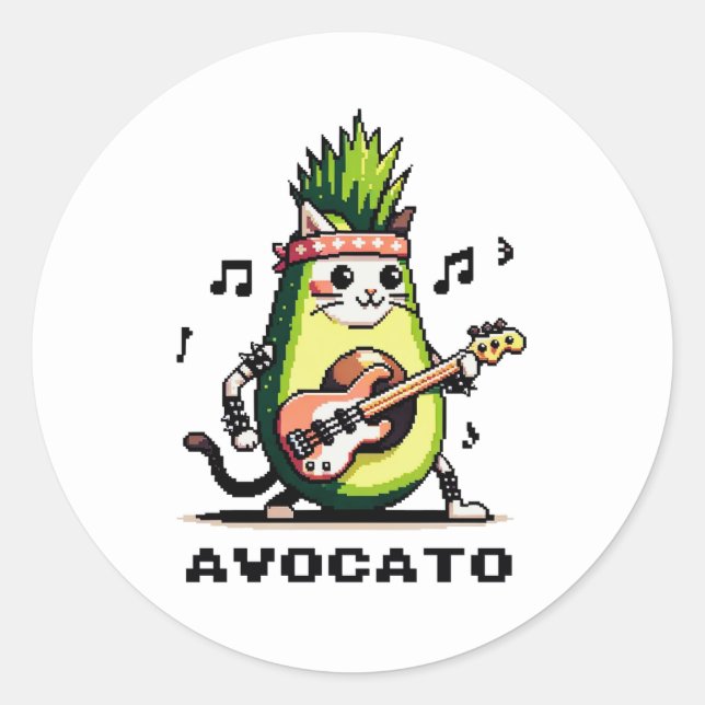 Adesivo Avocato Bhelps - Punk Cat Avocado Pixel Art (Frente)