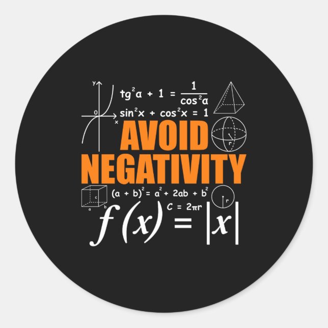 Adesivo Avoid Negativity Funny Math Mathematician Teacher  (Frente)