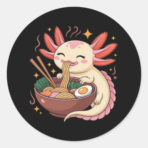 Adesivo Axolote Adorável Come Macarrão Ramen