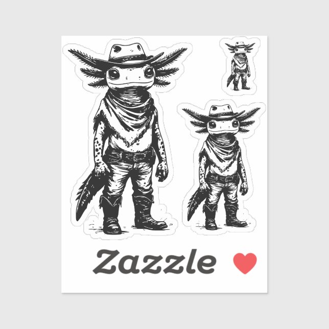 Adesivo axolote cowboy (Folha)