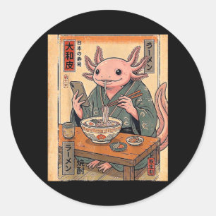 Adesivo Axolote Engraçado Comendo Ramen Presentes Japonese