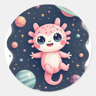 Adesivo Axolote Galáctico Espaço Cósmico Kawaii - Espaço F