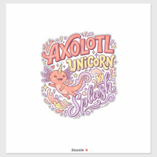Adesivo Axolote Unicórnio Splash Caprichoso Branco Bac