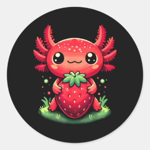 Adesivo Axolotes Fofa Morango Verão Fruta Amante Kawaii