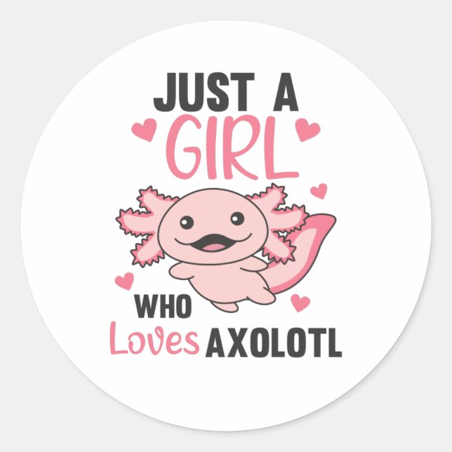 Adesivo Axolotl Amém Animais Doce Para Meninas Rosa (Frente)