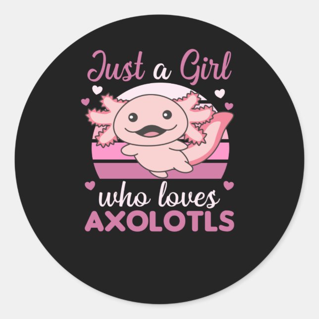 Adesivo Axolotl Amém Animais Doce Para Meninas Rosa (Frente)