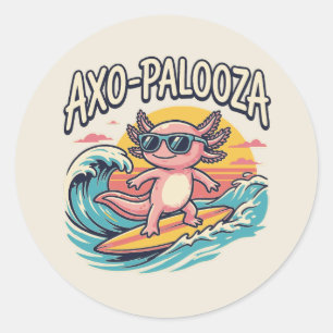 Adesivo Axolotl Axo-Palooza paródia estilo anos 90 de prai