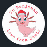 Adesivo Axolotl Childs Name Love from Papai noel Christmas<br><div class="desc">Axolotl Childs Nomeia Amor Do Natal Dos Papais noeis. Personalize o texto de acordo com as suas necessidades.</div>