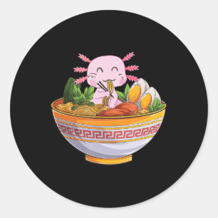 Adesivo Axolotl Comendo Ramen Noodles Kawaii Anime Gift Gi