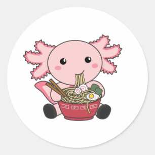 Adesivo Axolotl Comida Ramen Comida Japonês Kawaii Animais