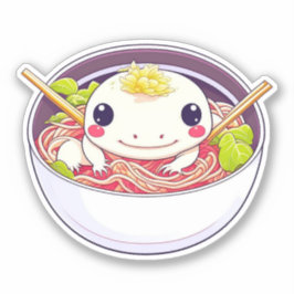 Adesivo Axolotl cútuo na taça de sopa de Ramen