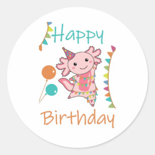 Adesivo Axolotl Deseja Feliz Aniversário Para Você Axolo