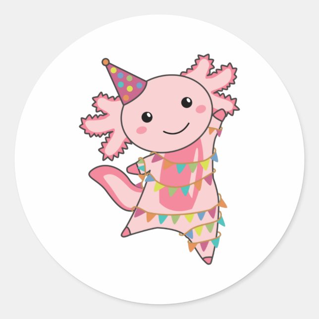 Adesivo Axolotl Deseja Feliz Aniversário Para Você Axolotl (Frente)