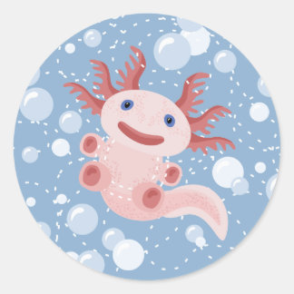 Adesivo Axolotl e o Design de vetor de bolhas