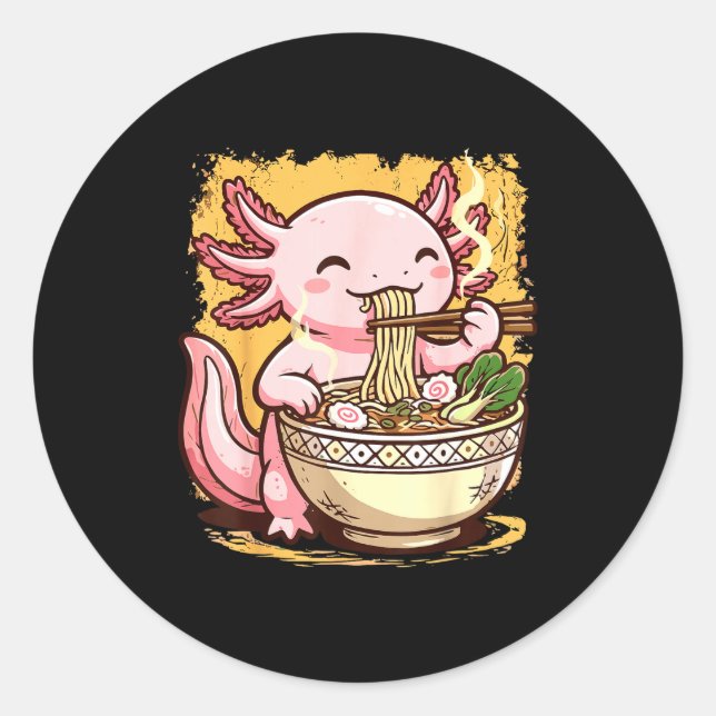 Adesivo Axolotl Eating Ramen Noodles  (Frente)