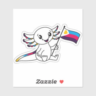 Adesivo Axolotl em Cubo com Sinalizador de Orgulho Polimár