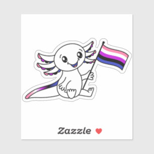Adesivo Axolotl em Cute com Sinalizador de Orgulho LGBTQ+