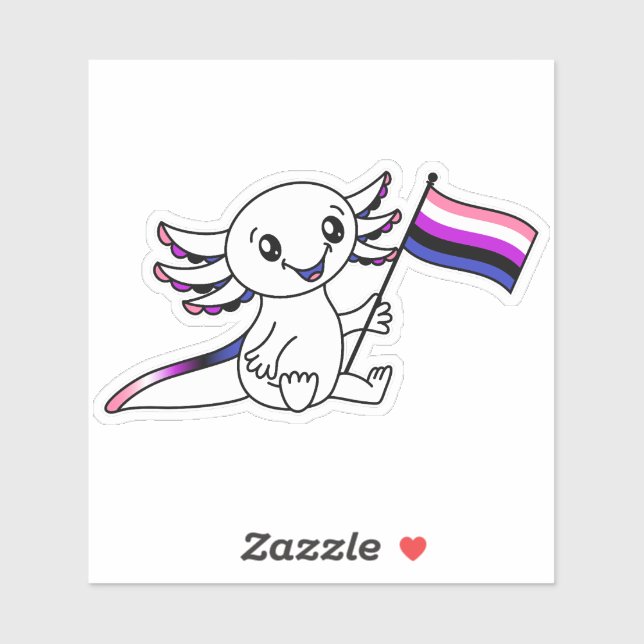Adesivo Axolotl em Cute com Sinalizador de Orgulho LGBTQ+ (Folha)