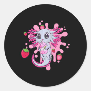 Adesivo Axolotl Girl Strawberry Milk Shake Kawaii Japonês