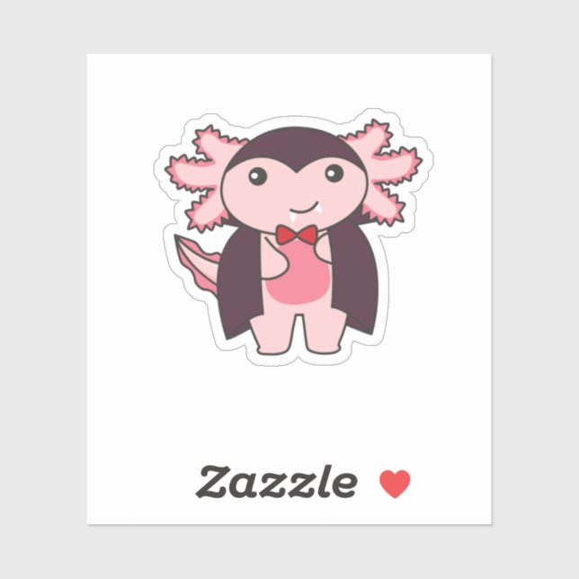 Adesivo Axolotl Halloween Cute Devil Vampire Costume (Folha)