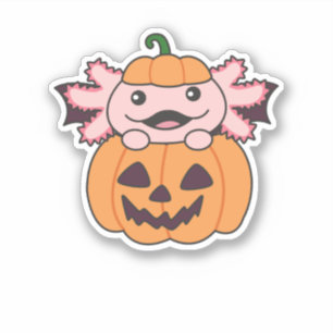 Adesivo Axolotl Halloween Pumpkin Bat Costume