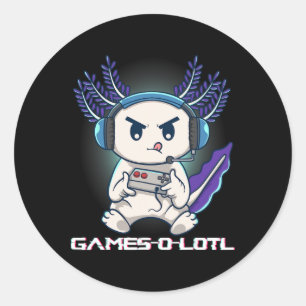 Adesivo Axolotl Jogando Jogos de Vídeo Console Gamesolotl
