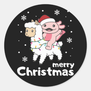 Adesivo Axolotl Llama Alpaca Feliz Animais de Natal
