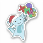 Adesivo Axolotl Merry Christmas Winter Animais Axolotl Sti<br><div class="desc">O Axolotl para o Natal com balões de Natal. Animais engraçados com presentes e neve até as férias. Também é engraçado para o Natal em julho. Axolotl são animais doces e perfeitos para o Natal.</div>