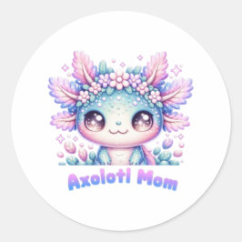 Adesivo Axolotl Mom Cute Kawaii Axolotl Flower Crown Stick