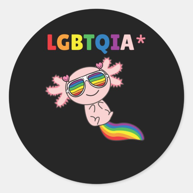 Adesivo Axolotl - Orgulho LGBT do Sinalizador Arco-Íris (Frente)