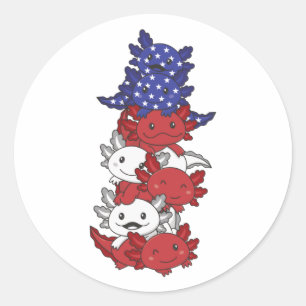 Adesivo Axolotl Para O Quarto De Julho Usa Flag Axolotls