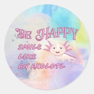 Adesivo Axolotl Poster - Seja feliz e sorria