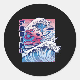 Adesivo Axolotl Surfando Grande Onda Mashup de Arte Japone