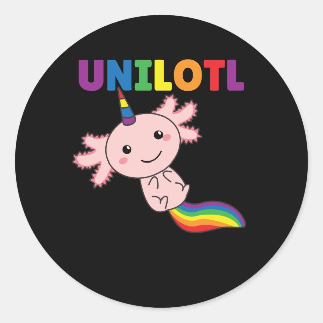 Adesivo Axolotl Unilotl Unicorn-doce Axolotl Rainbow (Frente)