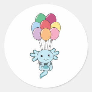 Adesivo Axolotl Voa Com Balões Coloridos