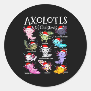 Adesivo Axolotls Chapéu de Papai Noel Pijama de Natal Anim