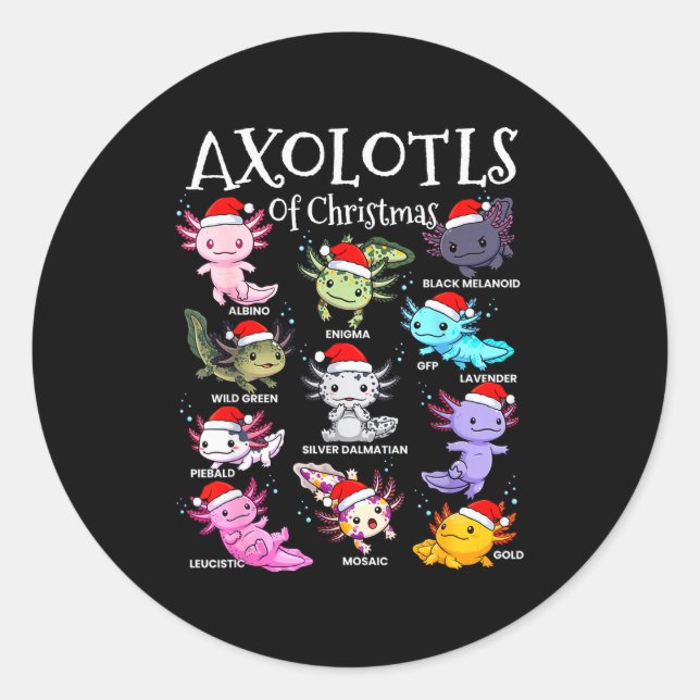 Adesivo Axolotls Santa Hat Christmas Pajama Cute Animal Ax (Frente)