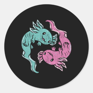 Adesivo Axolotls Yin Yang - Salamandra Mexicana Fofa Medit