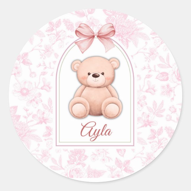 Adesivo Ayla | Design de Enfermeiro de Urso Rosa Personali (Frente)