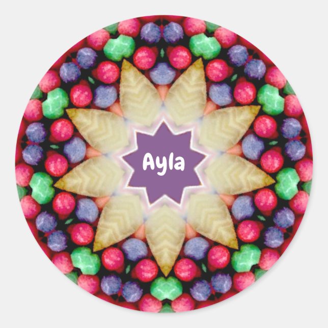 Adesivo AYLA ~ Padrão Personalizado de Doces de Páscoa ~  (Frente)