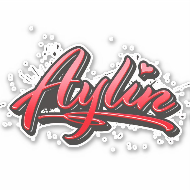 Adesivo Aylin red Heart Graffiti Aufkleber Sticker (Frente)