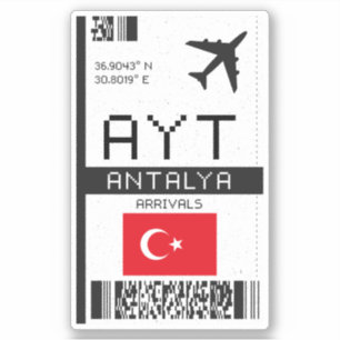 Adesivo AYT Antalya Boembarque Pass - Turquia Viagem