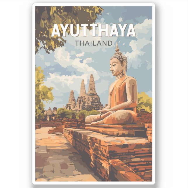 Adesivo Ayutthaya Thailand Viagem Art Vintage (Frente)