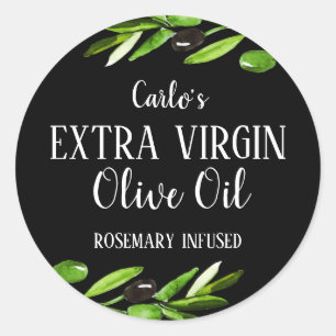 Adesivo Azeite Virgem Extra Azeitona Preto Simples Moderno