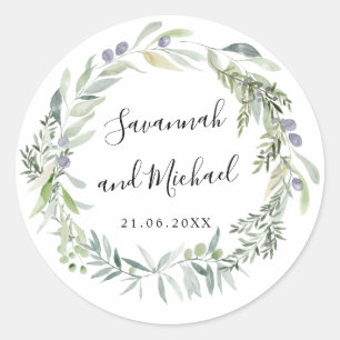 Adesivo Azeitona delicada e folhas pintadas que wedding o