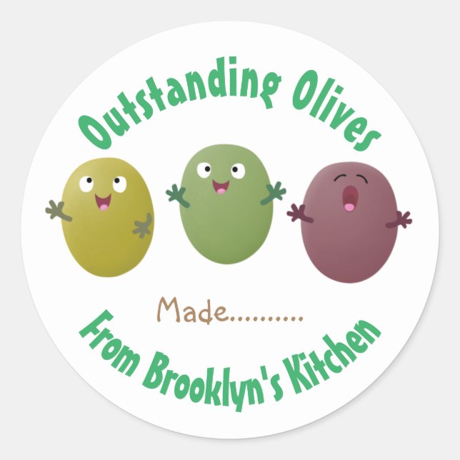 Adesivo Azeitona doce conserva cartoon de picles (Frente)